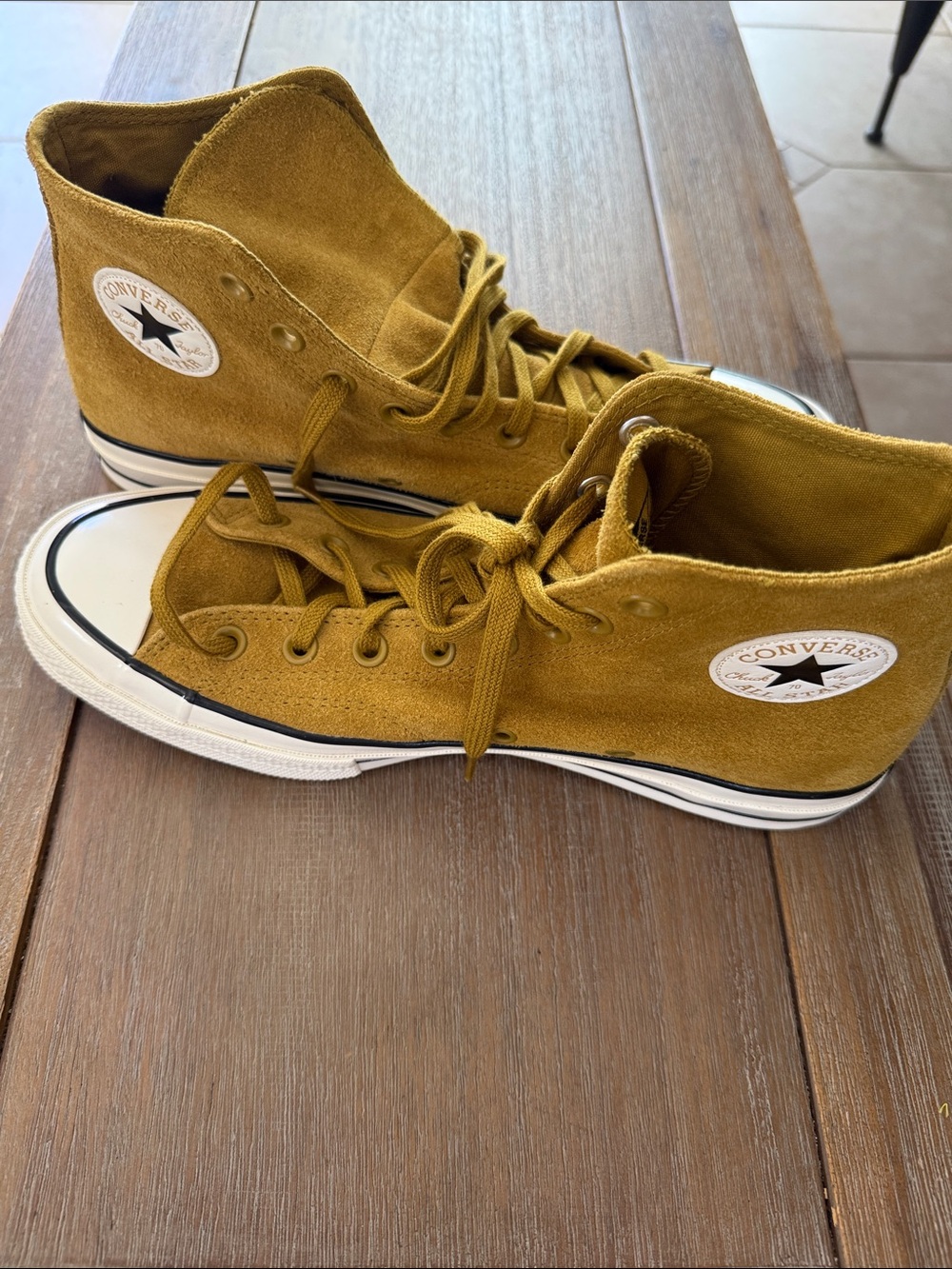 Converse Chuck 70 High Top Suede Sneakers in Hidden Trail / Mustard Size 9.5